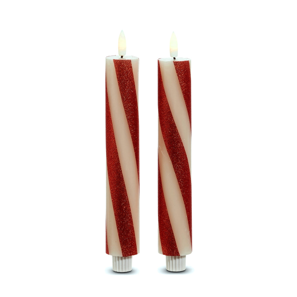*DC* 8.5" Red Stripe Taper Candle